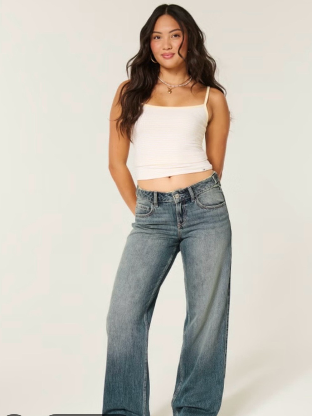 Hollister Women's Wide-Leg Jeans in Light Blue Wash